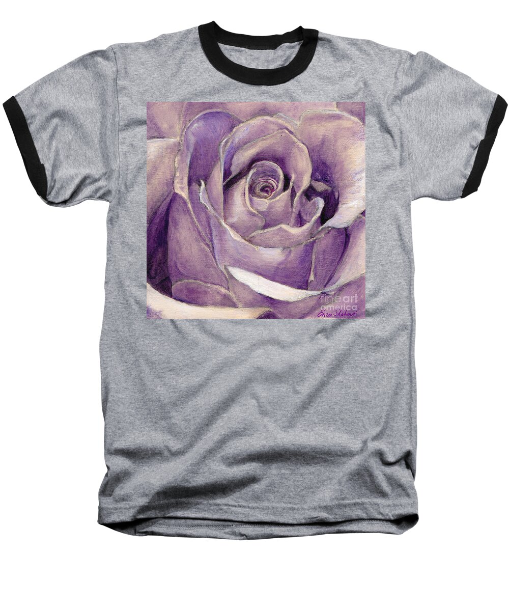 Rose Baseball T-Shirt featuring the painting Purple Rose by Portraits By NC