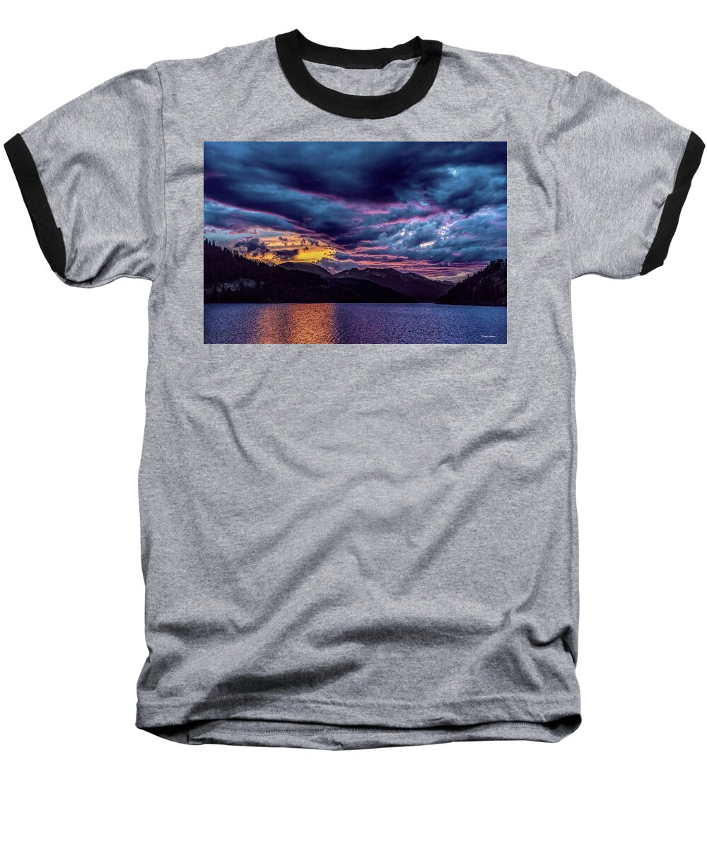 Sunset Baseball T-Shirt featuring the photograph Purple Sunset at Summit Cove by Stephen Johnson