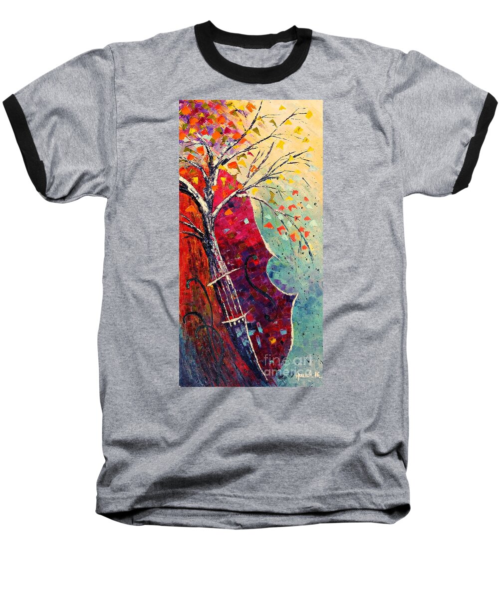 Forest Baseball T-Shirt featuring the painting Purple Symphony by Amalia Suruceanu