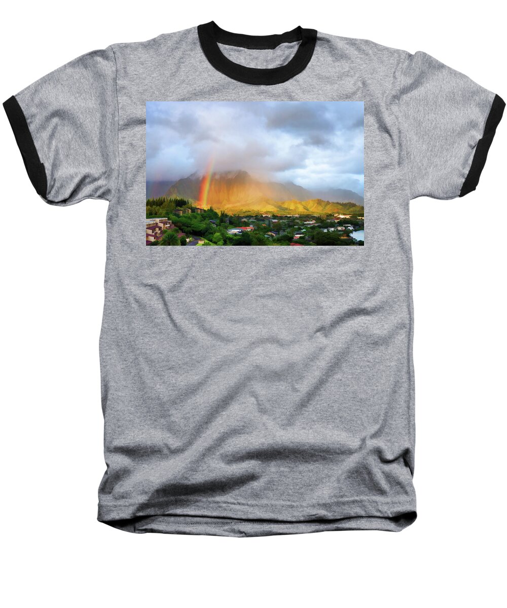 Hawaii Baseball T-Shirt featuring the photograph Puu Alii with Rainbow by Dan McManus