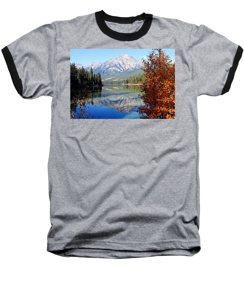Pyramid Mountain Baseball T-Shirt featuring the photograph Pyramid Mountain Reflection 3 by Larry Ricker