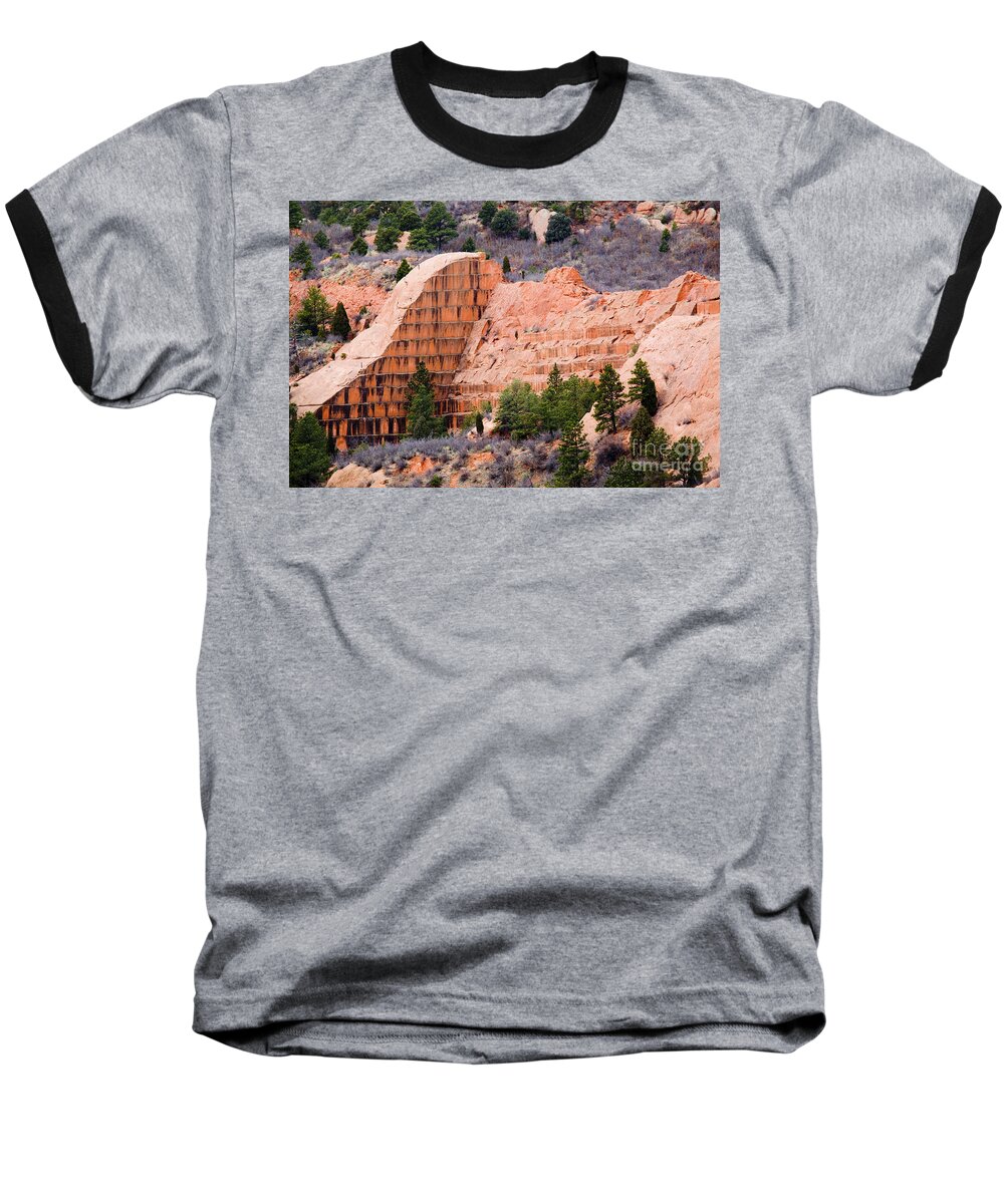 Quarry Baseball T-Shirt featuring the photograph Quarry Closup at Red Rock Canyon Colorado Springs by Steven Krull
