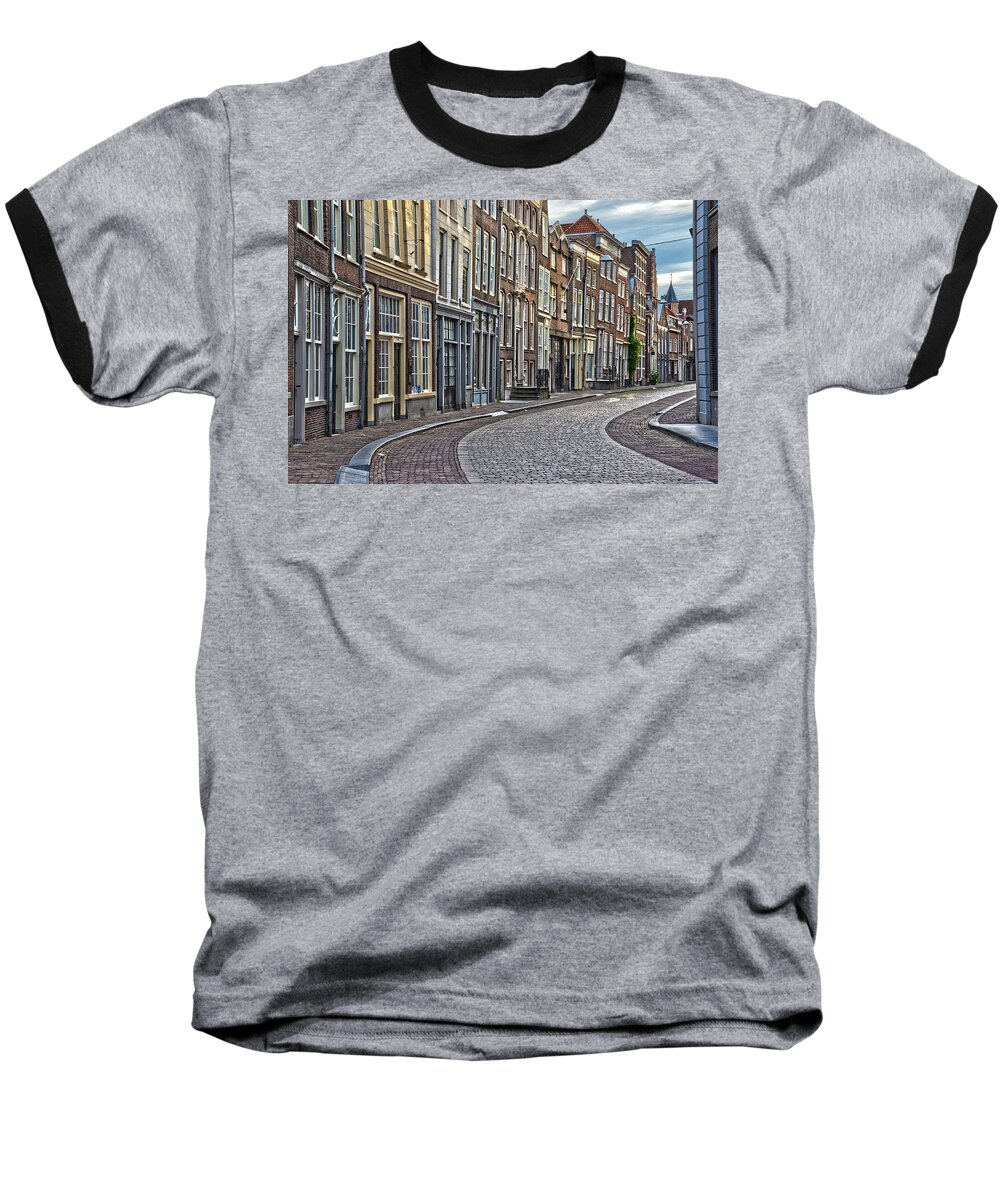 Dordrecht Baseball T-Shirt featuring the photograph Quiet Street in Dordrecht by Frans Blok