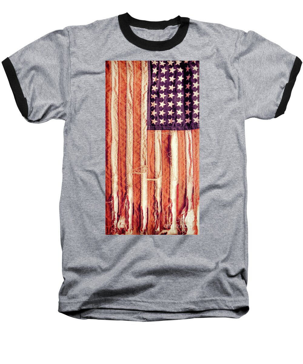 American Baseball T-Shirt featuring the photograph Ragged American Flag by Jill Battaglia