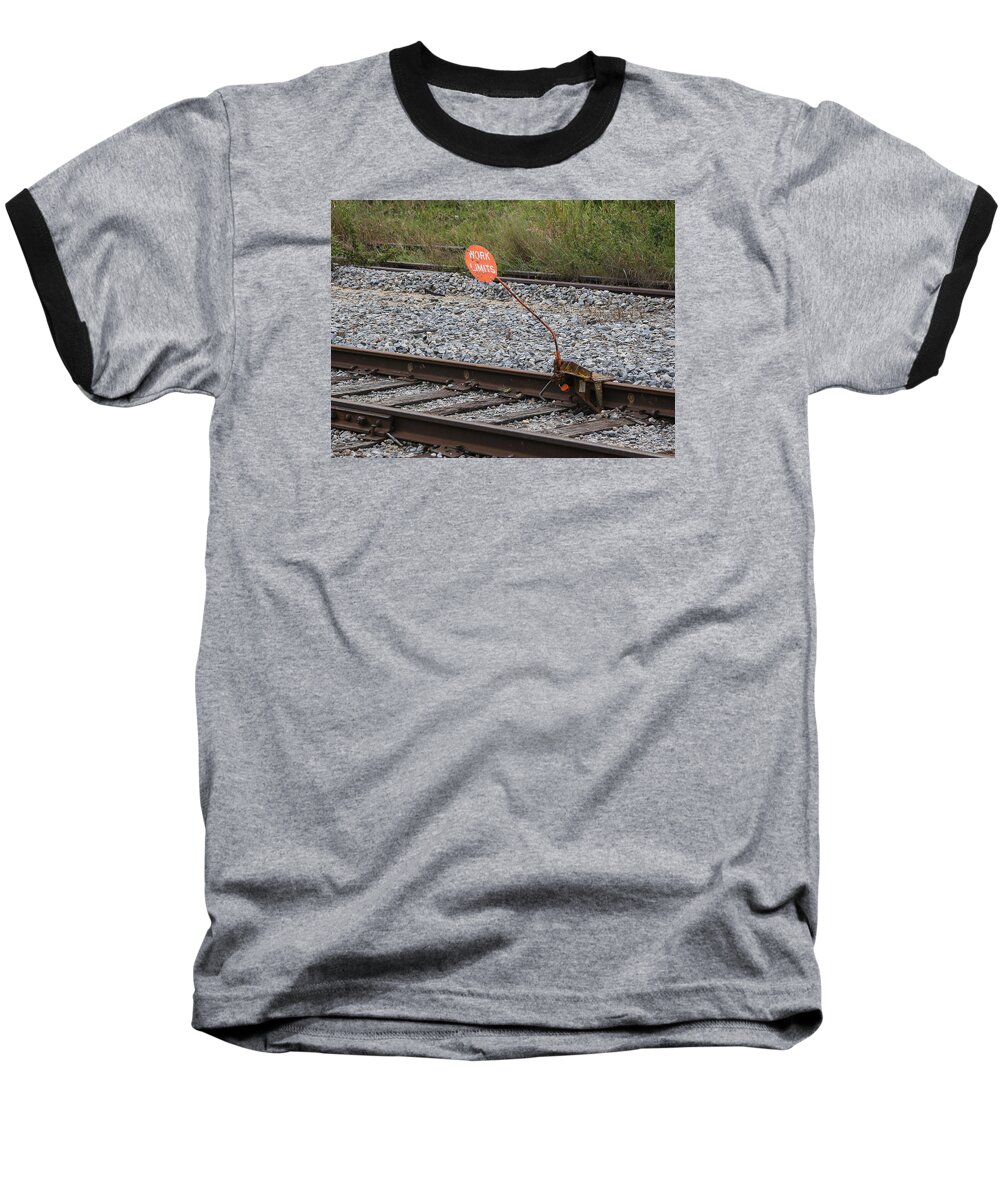 Train Baseball T-Shirt featuring the photograph Railroad Work Limit by Dart Humeston
