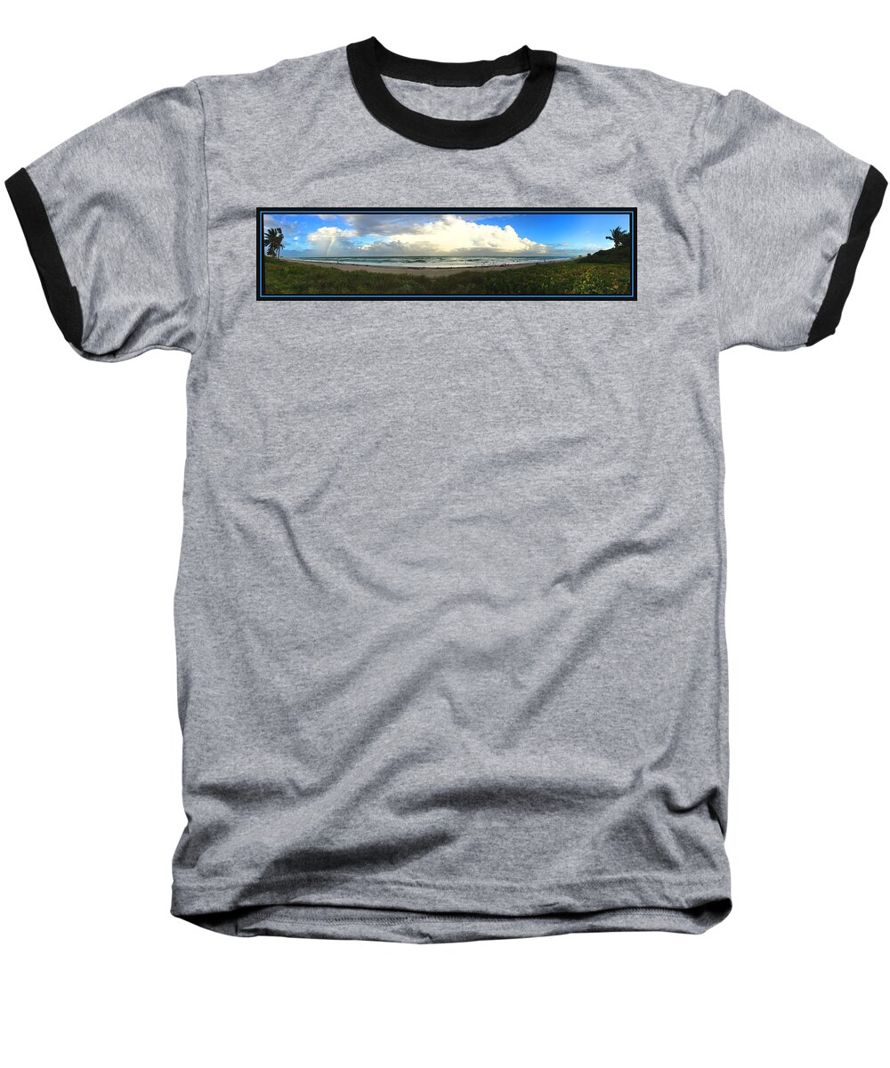 Ocean Baseball T-Shirt featuring the photograph Rain And A Bow by Steven Lebron Langston