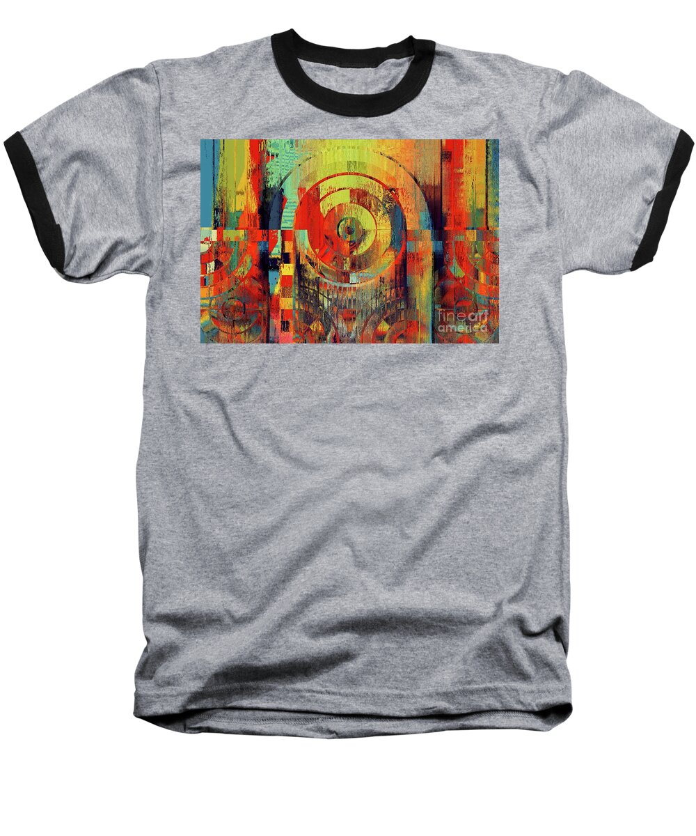 Abstract Baseball T-Shirt featuring the digital art Rainbolo - 01t01ii by Variance Collections