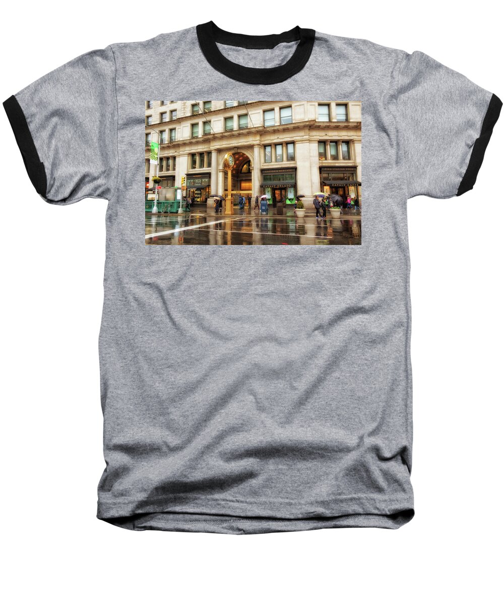 Flatiron Baseball T-Shirt featuring the photograph Rainy Day in the Flatiron District by Alison Frank