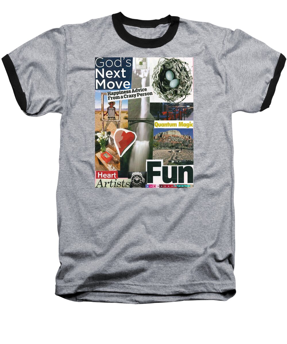 Collage Art Baseball T-Shirt featuring the mixed media Random Selection by Susan Schanerman
