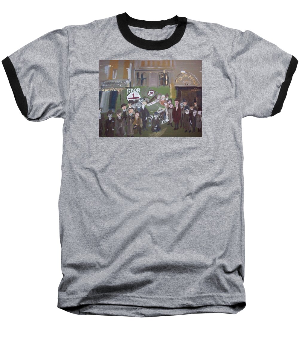 Royal Baseball T-Shirt featuring the painting RAOB ambulance by Judith Desrosiers