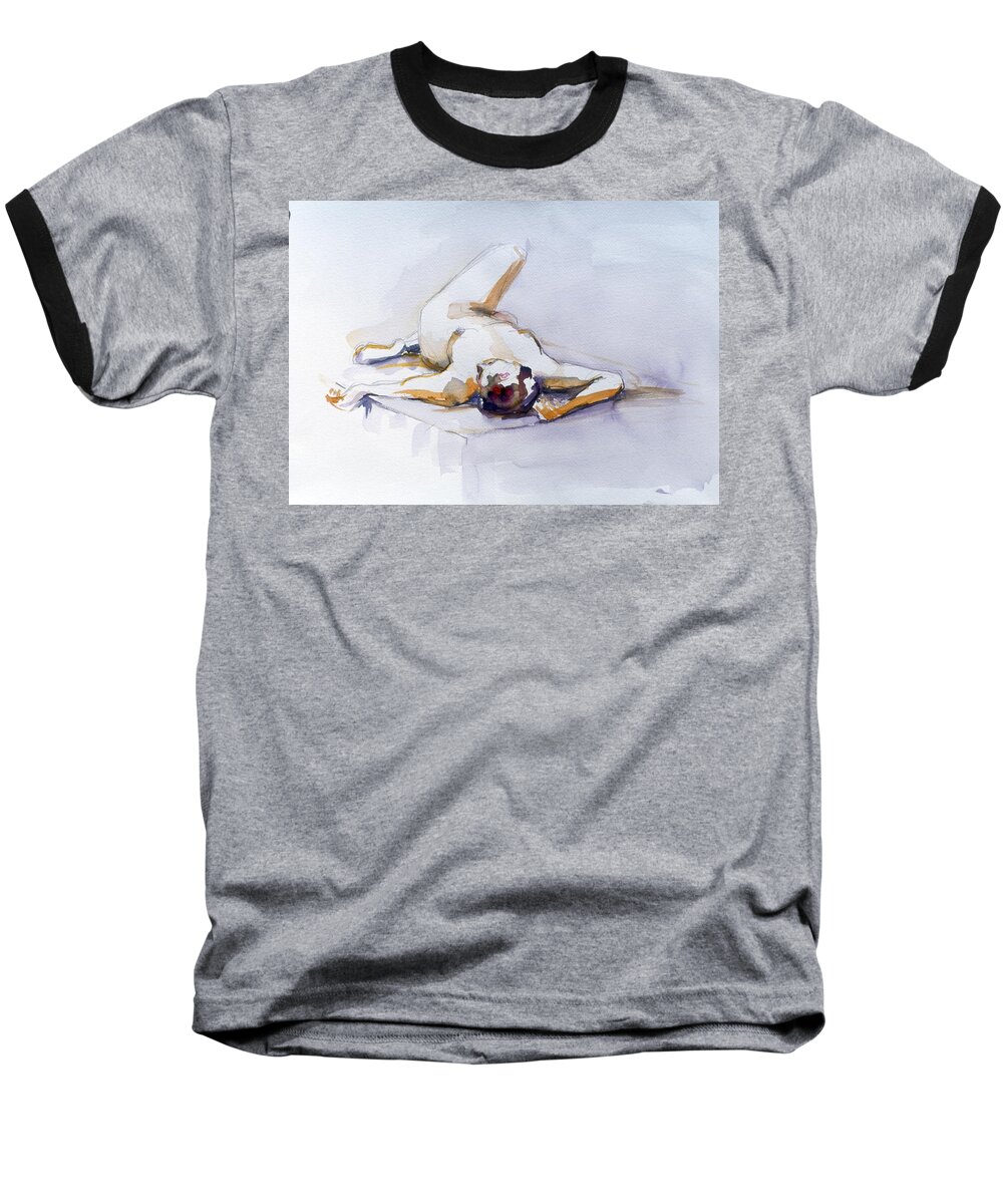 Full Body Baseball T-Shirt featuring the painting Reclining study 6 by Barbara Pease