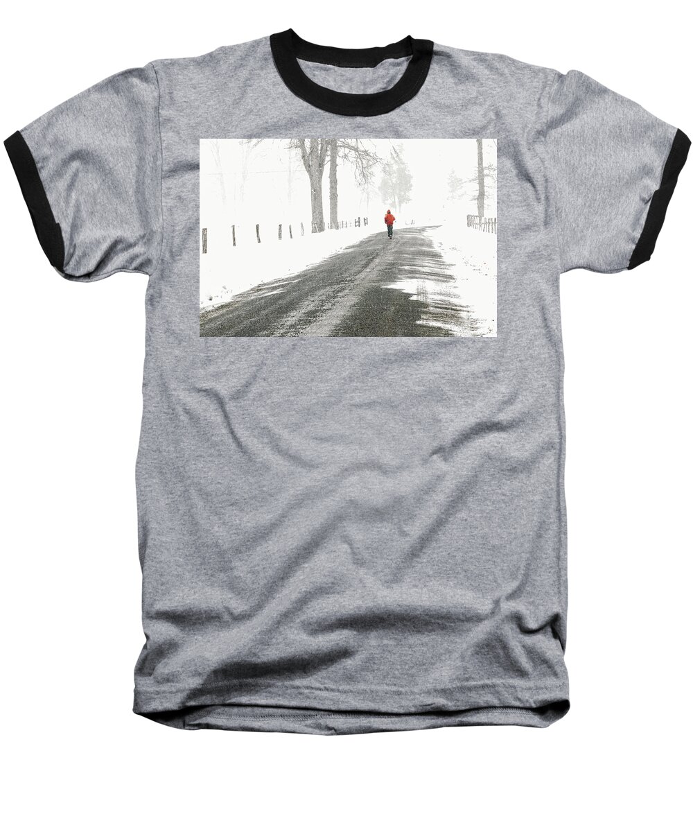 March Snowfall Baseball T-Shirt featuring the photograph Red 2 - by Julie Weber