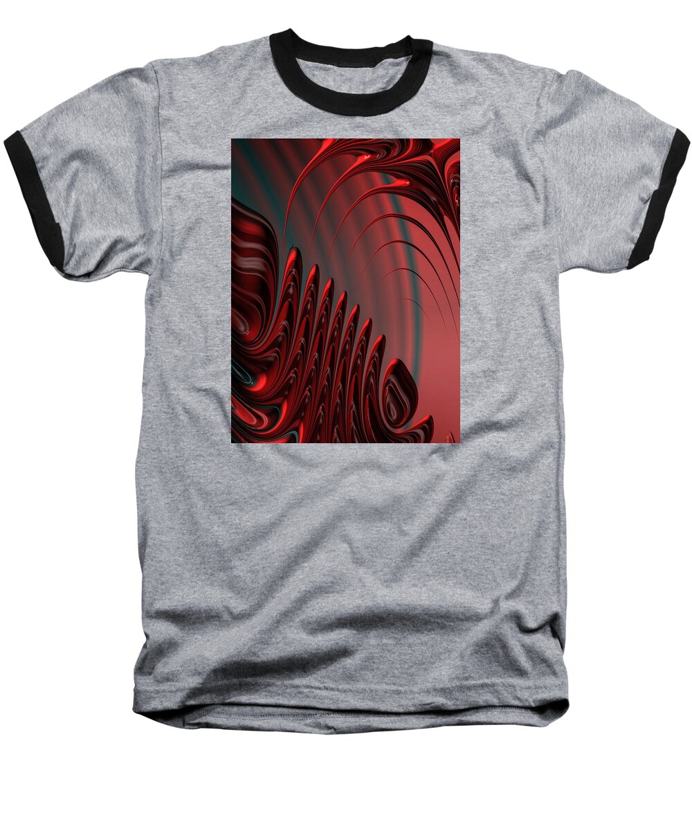 Red Baseball T-Shirt featuring the digital art Red and black modern fractal design by Matthias Hauser