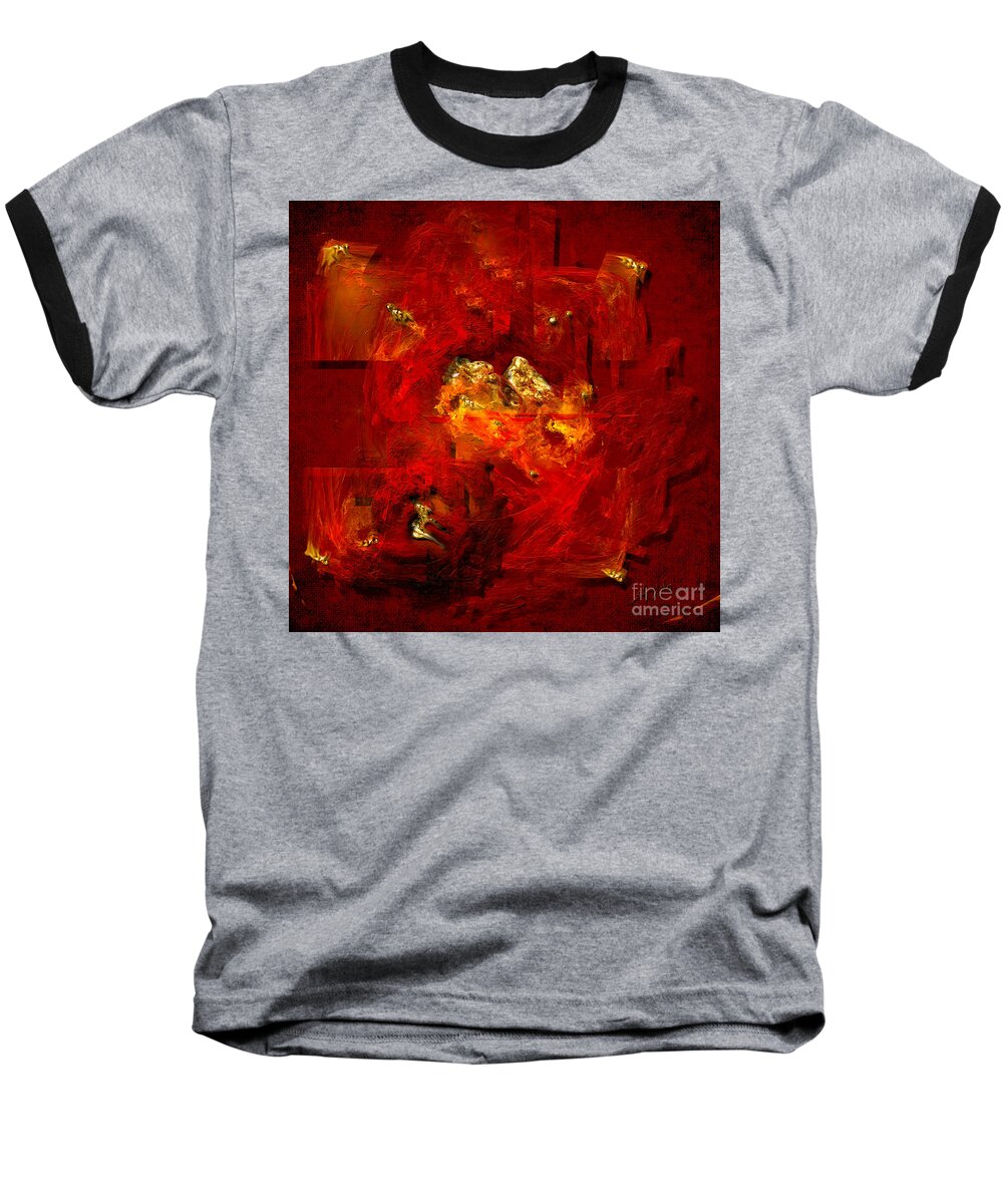 Abstract Baseball T-Shirt featuring the painting Red and gold by Alexa Szlavics