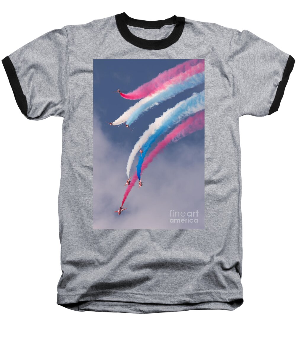 Balloon Fiesta Baseball T-Shirt featuring the photograph Red Arrows display by Colin Rayner