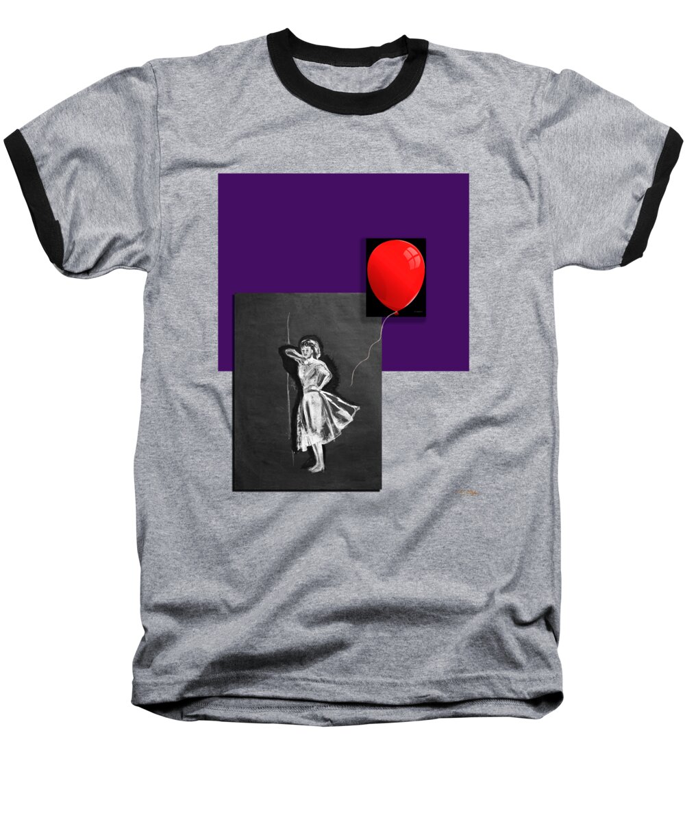 Red Baseball T-Shirt featuring the painting Red Balloon 2 by Tom Conway