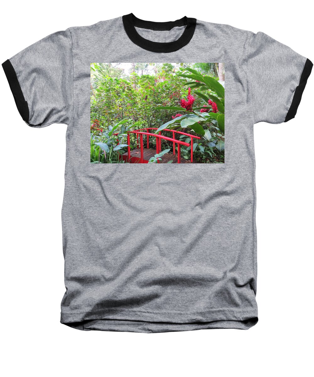 Landscape Baseball T-Shirt featuring the photograph Red Bridge by Teresa Wing