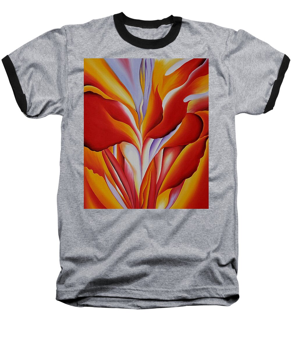 Red Baseball T-Shirt featuring the painting Red Canna by Georgia OKeefe