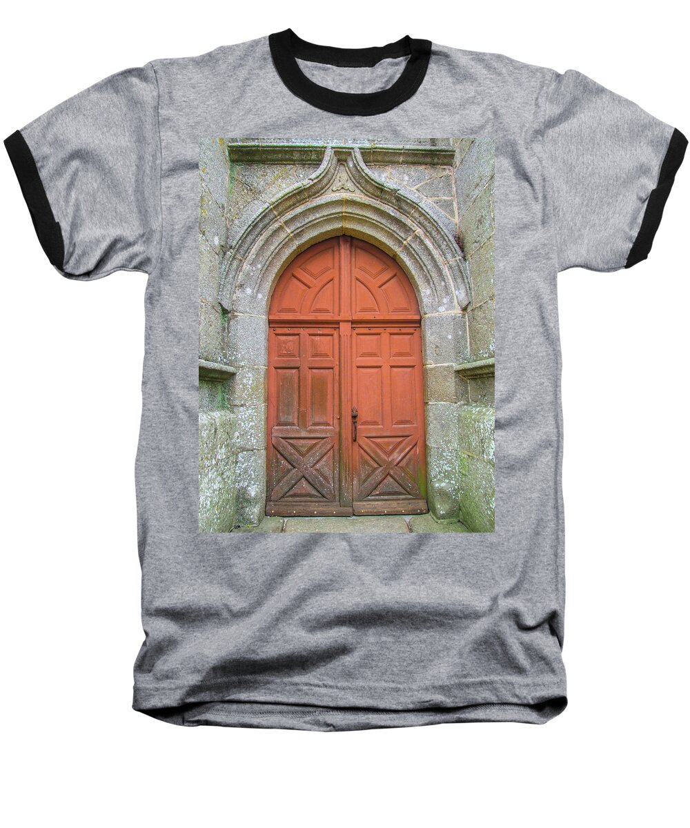 Helen Northcott Baseball T-Shirt featuring the photograph Red Church Door iii by Helen Jackson