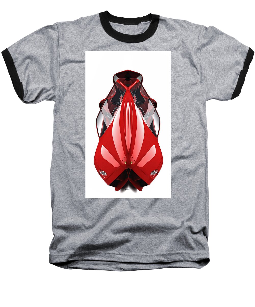 Rafael Salazar Baseball T-Shirt featuring the digital art Red Conceptual Ferrari by Rafael Salazar