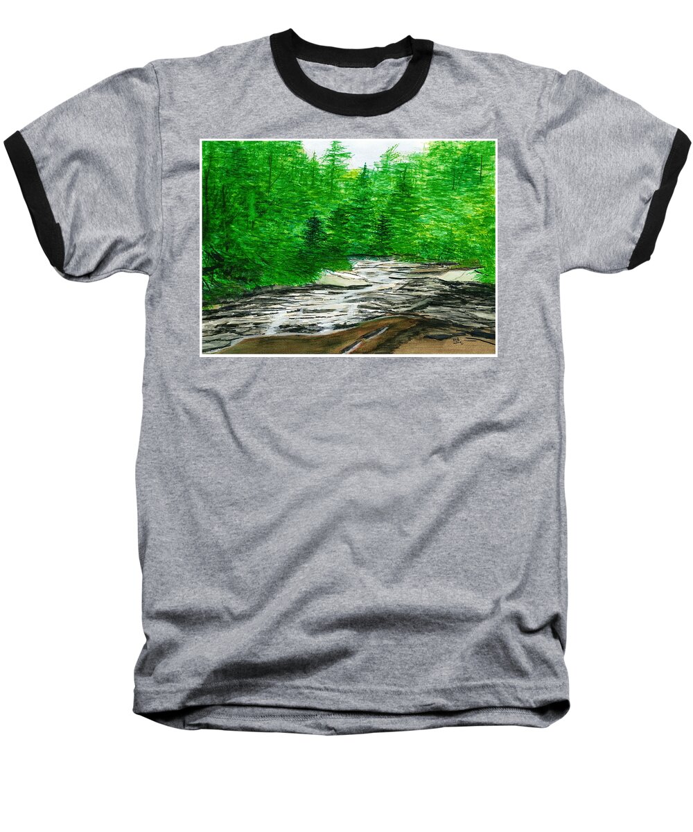 Landscape Baseball T-Shirt featuring the painting Red Creek by David Bartsch
