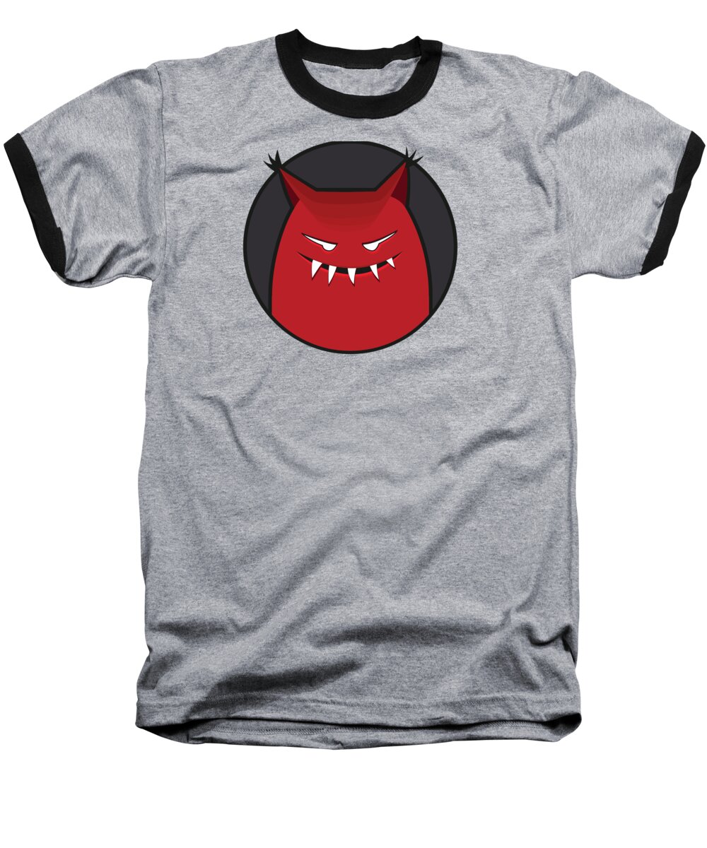Scary Baseball T-Shirt featuring the digital art Red Evil Monster With Pointy Ears by Boriana Giormova