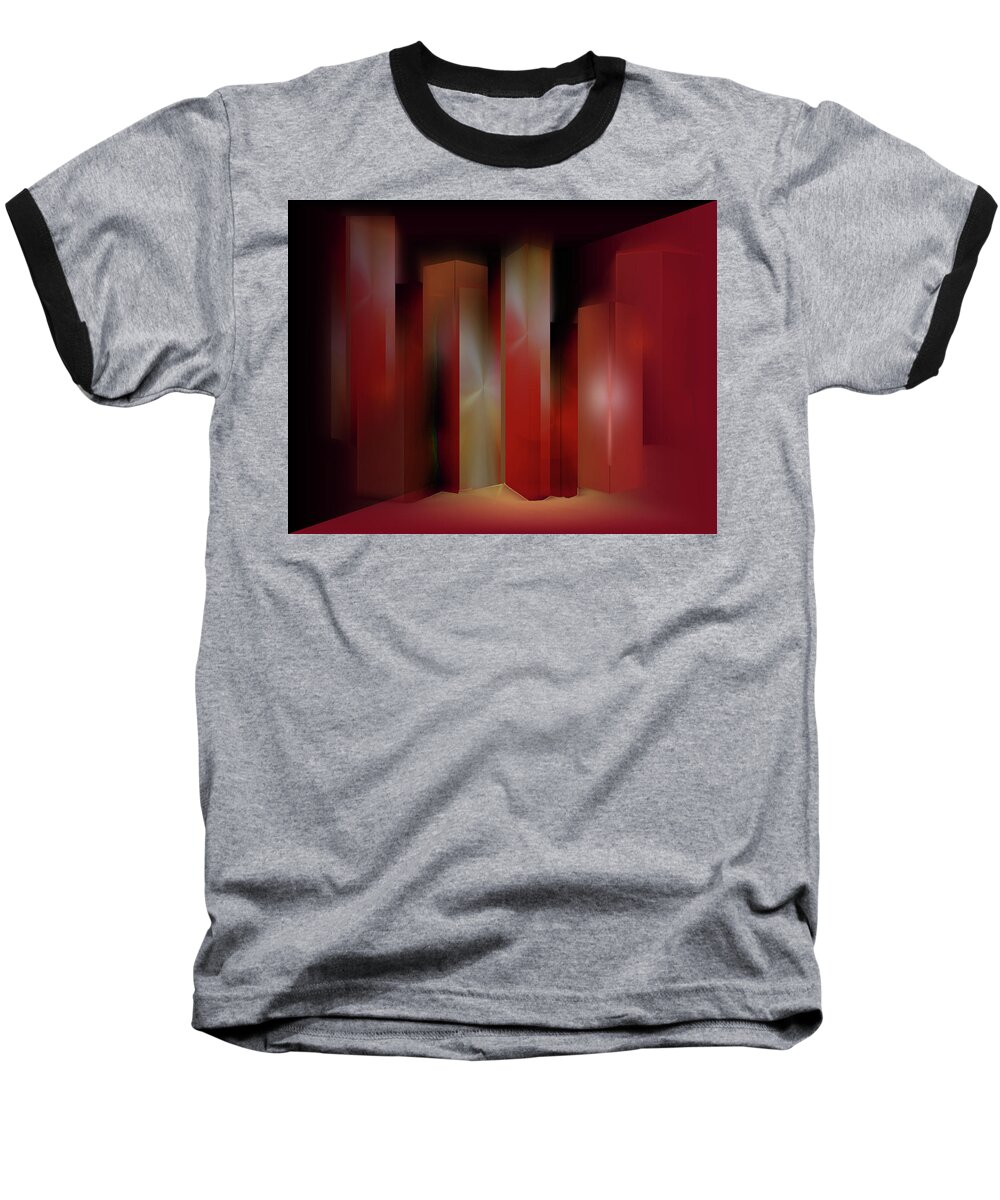 Abstract Baseball T-Shirt featuring the digital art Red by John Krakora