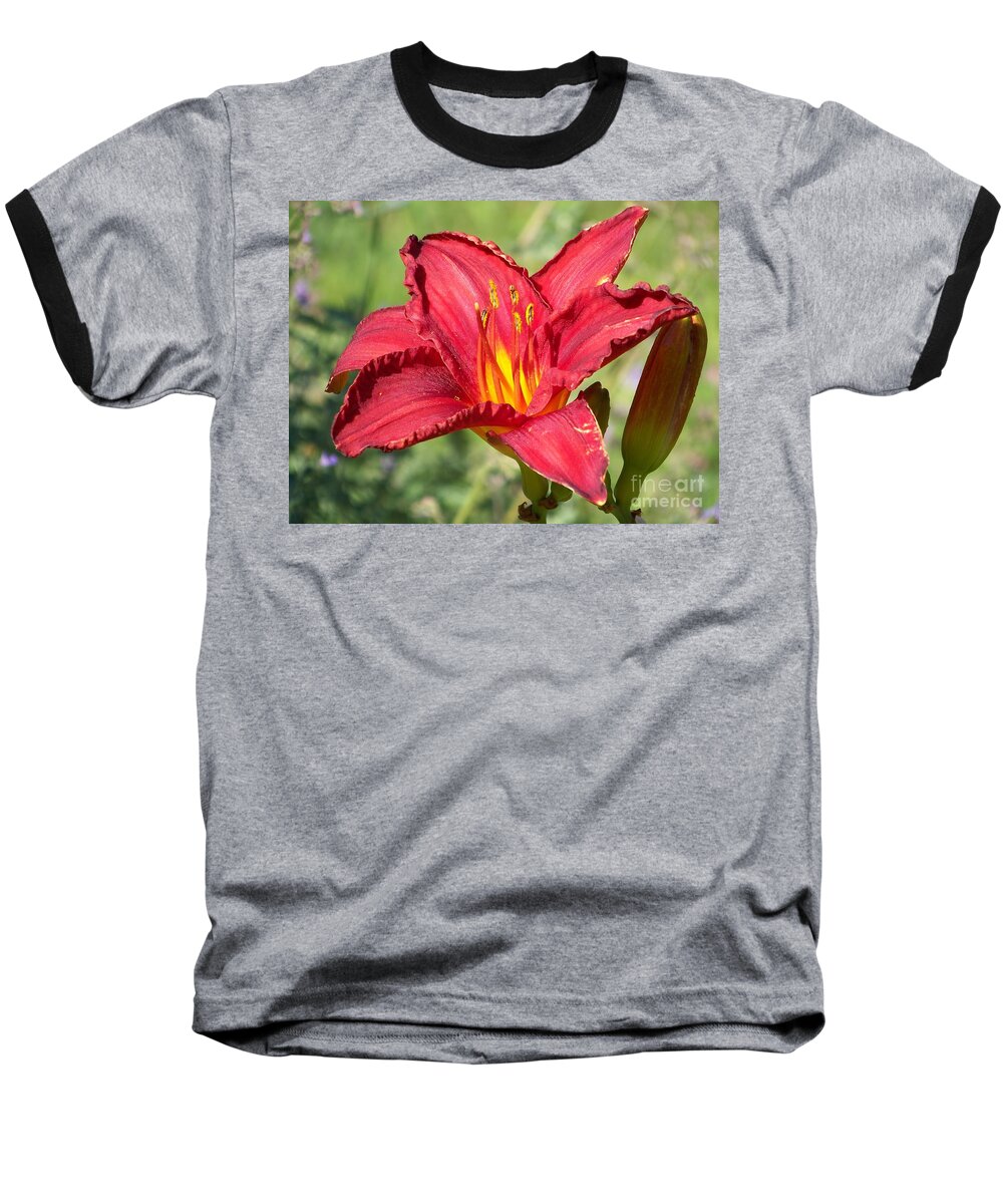 Red Baseball T-Shirt featuring the photograph Red Flower by Eunice Miller