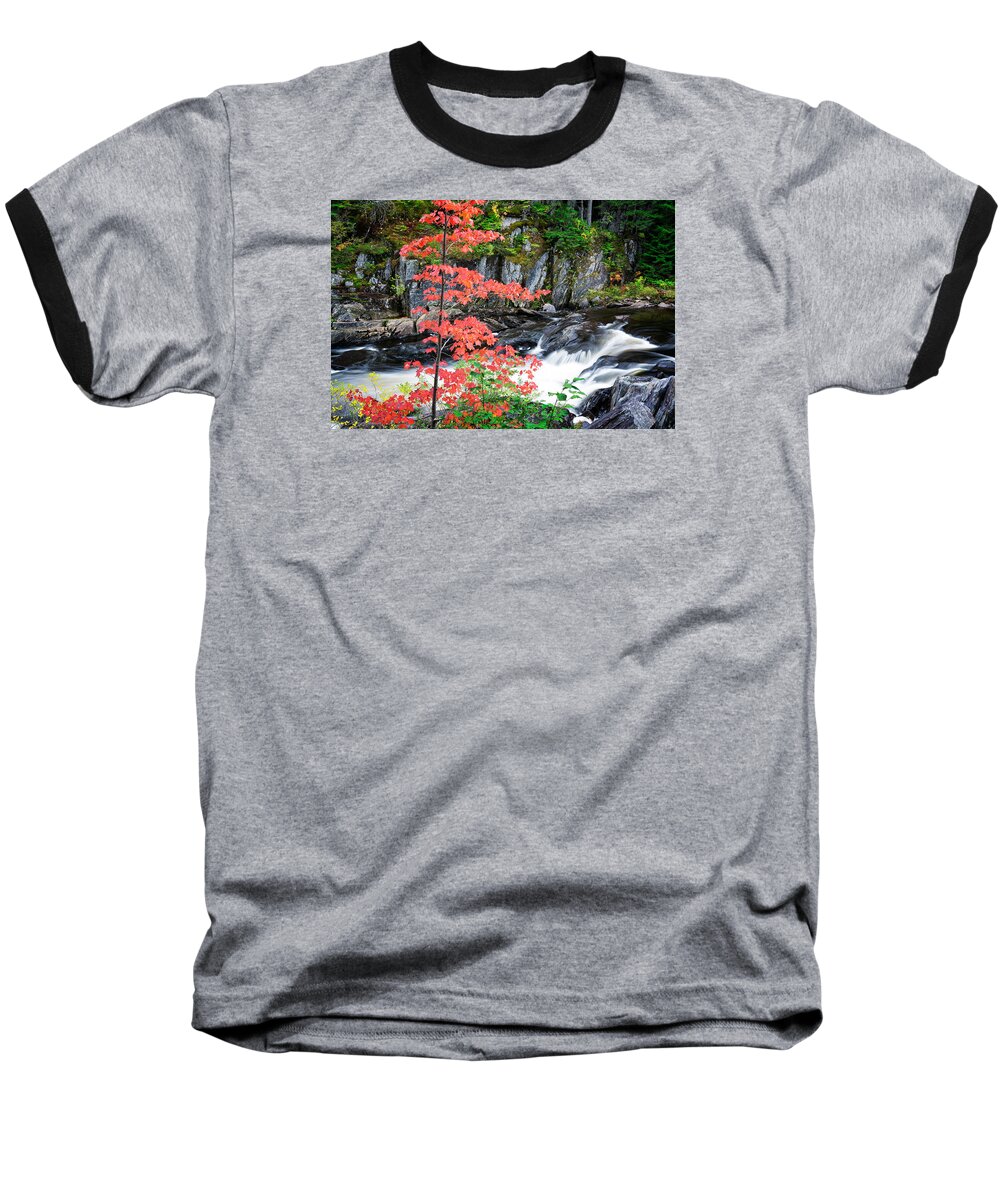Gulf Hagas Rim Trail Maine Baseball T-Shirt featuring the photograph Red Maple Gulf Hagas Me. by Michael Hubley