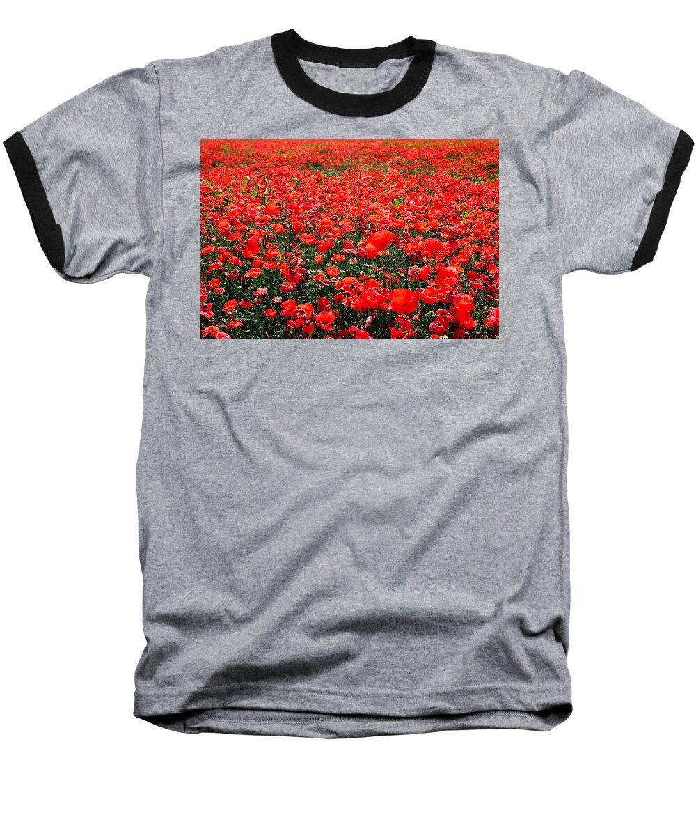 Flower Baseball T-Shirt featuring the photograph Red Poppies by Juergen Weiss
