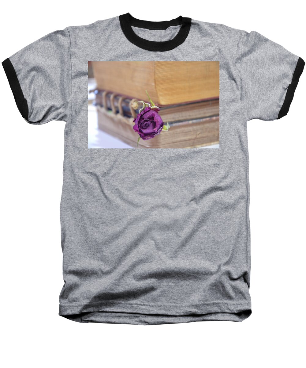 Book Photography Baseball T-Shirt featuring the photograph Red Rose by Gordana Stanisic