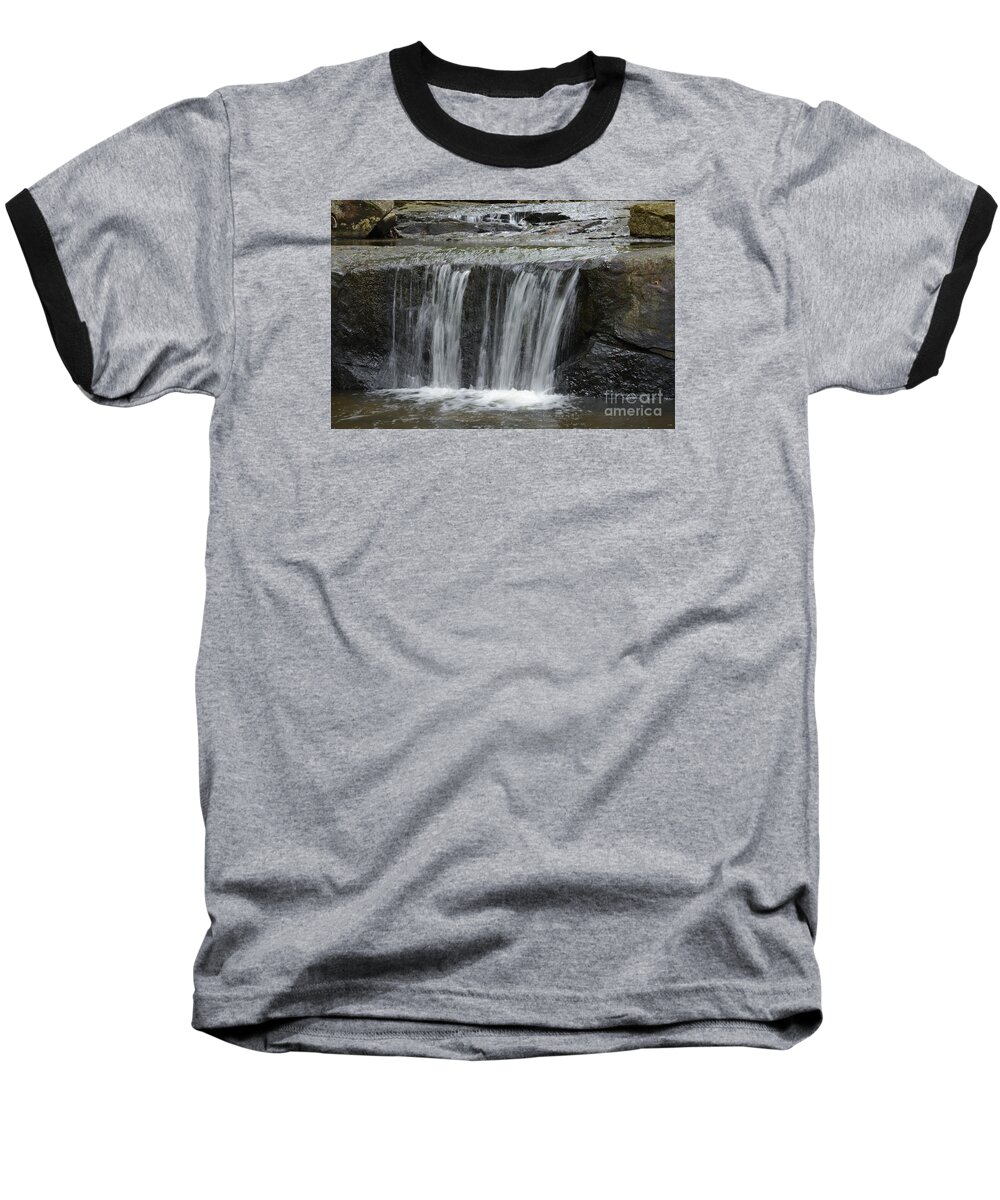 Shavers Fork Baseball T-Shirt featuring the photograph Red Run Waterfall by Randy Bodkins