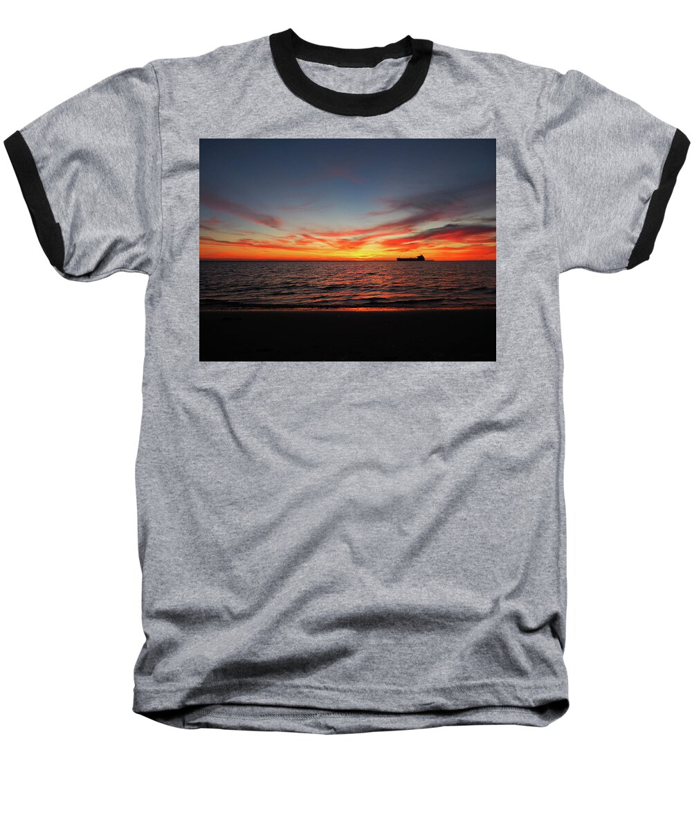 Ship Baseball T-Shirt featuring the photograph Red Sky Sunrise by Jerry Connally