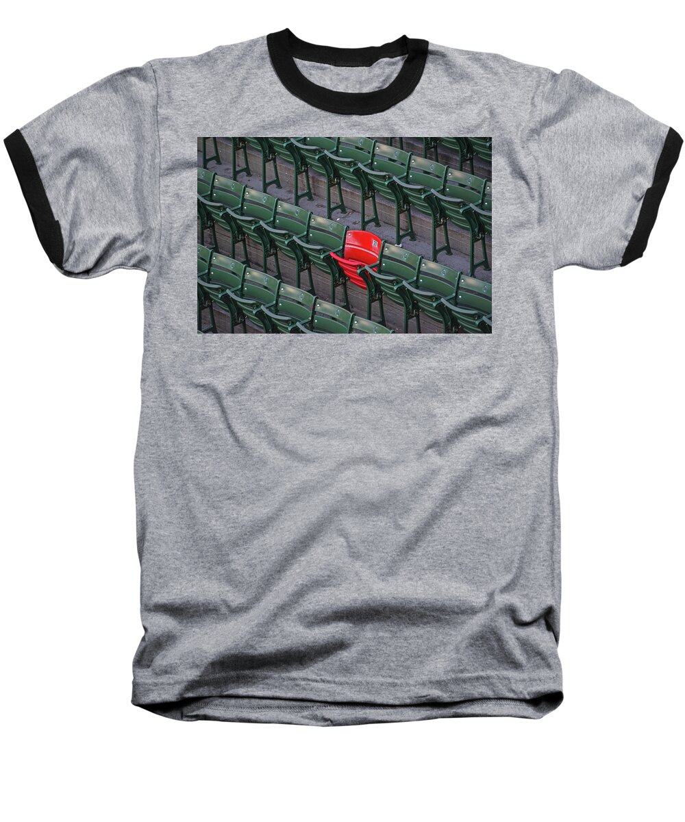 Ted Baseball T-Shirt featuring the photograph Red Sox Ted Williams Homerun Red Seat Close Up by Toby McGuire