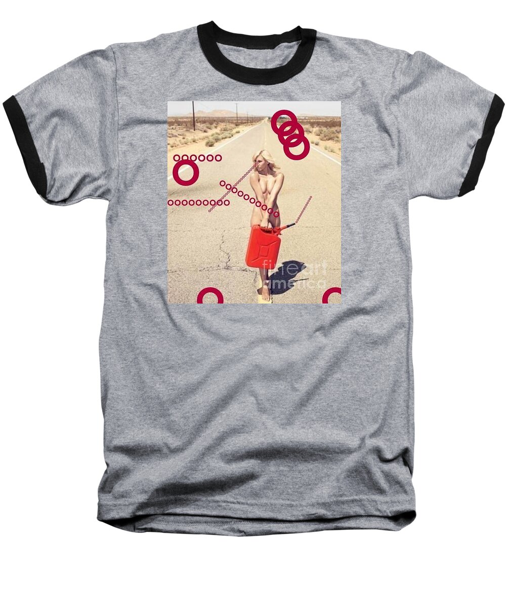 Red Vision Baseball T-Shirt featuring the mixed media Red Vision by Steven Macanka
