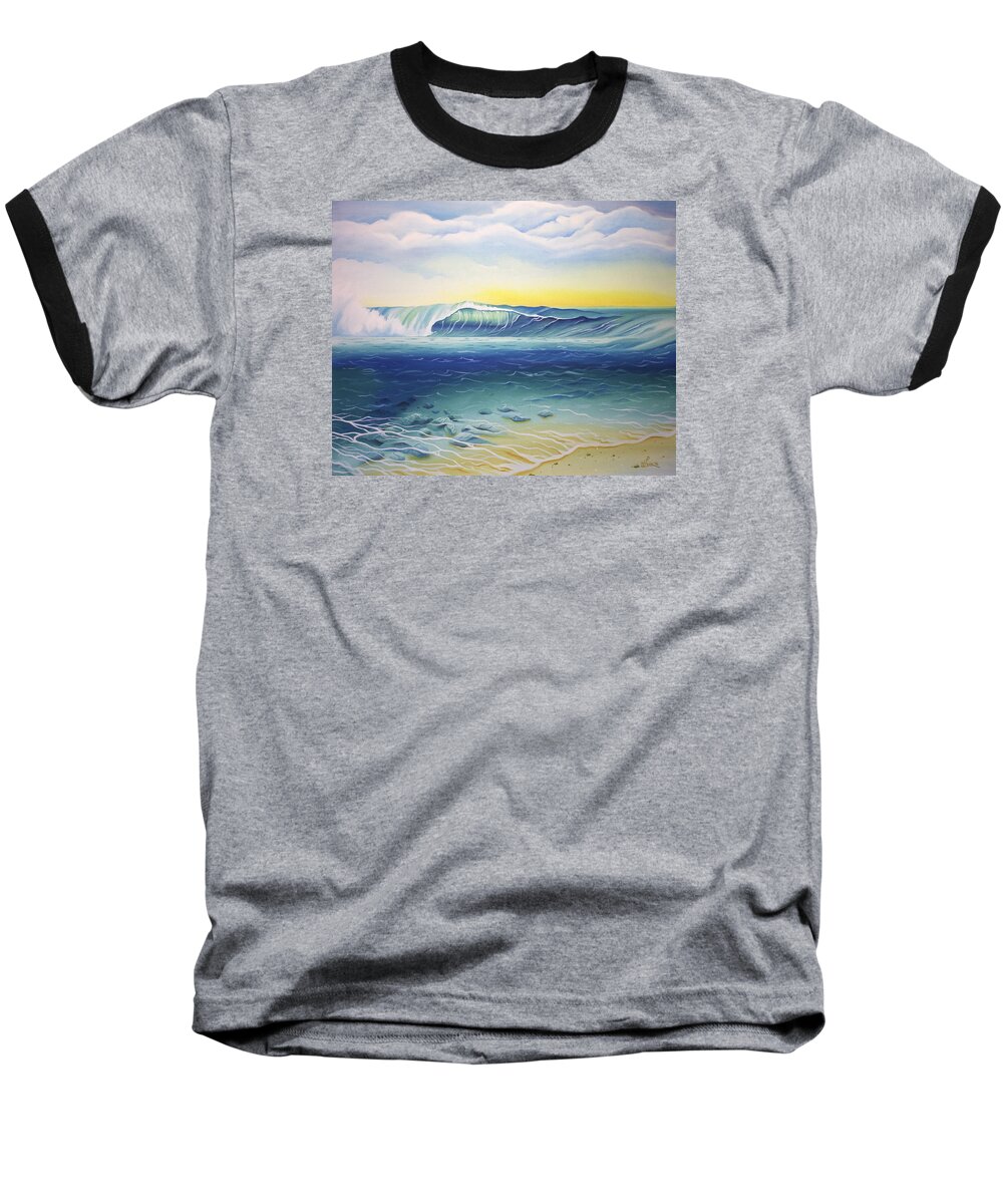 Surf Art Baseball T-Shirt featuring the painting Reef Bowl by William Love