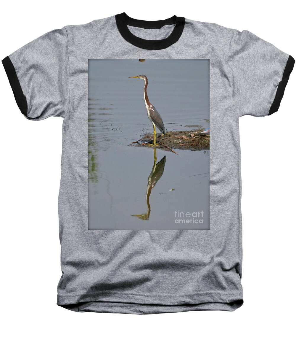 Heron Baseball T-Shirt featuring the photograph Reflecting Heron by Carol Bradley