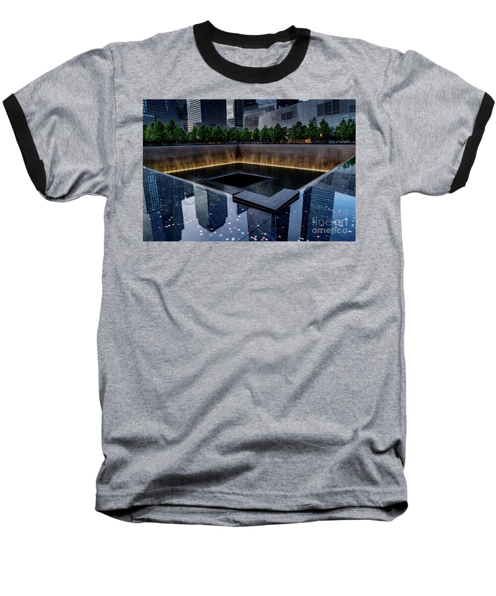 Nyc Baseball T-Shirt featuring the photograph Reflection Pool by Sue Karski