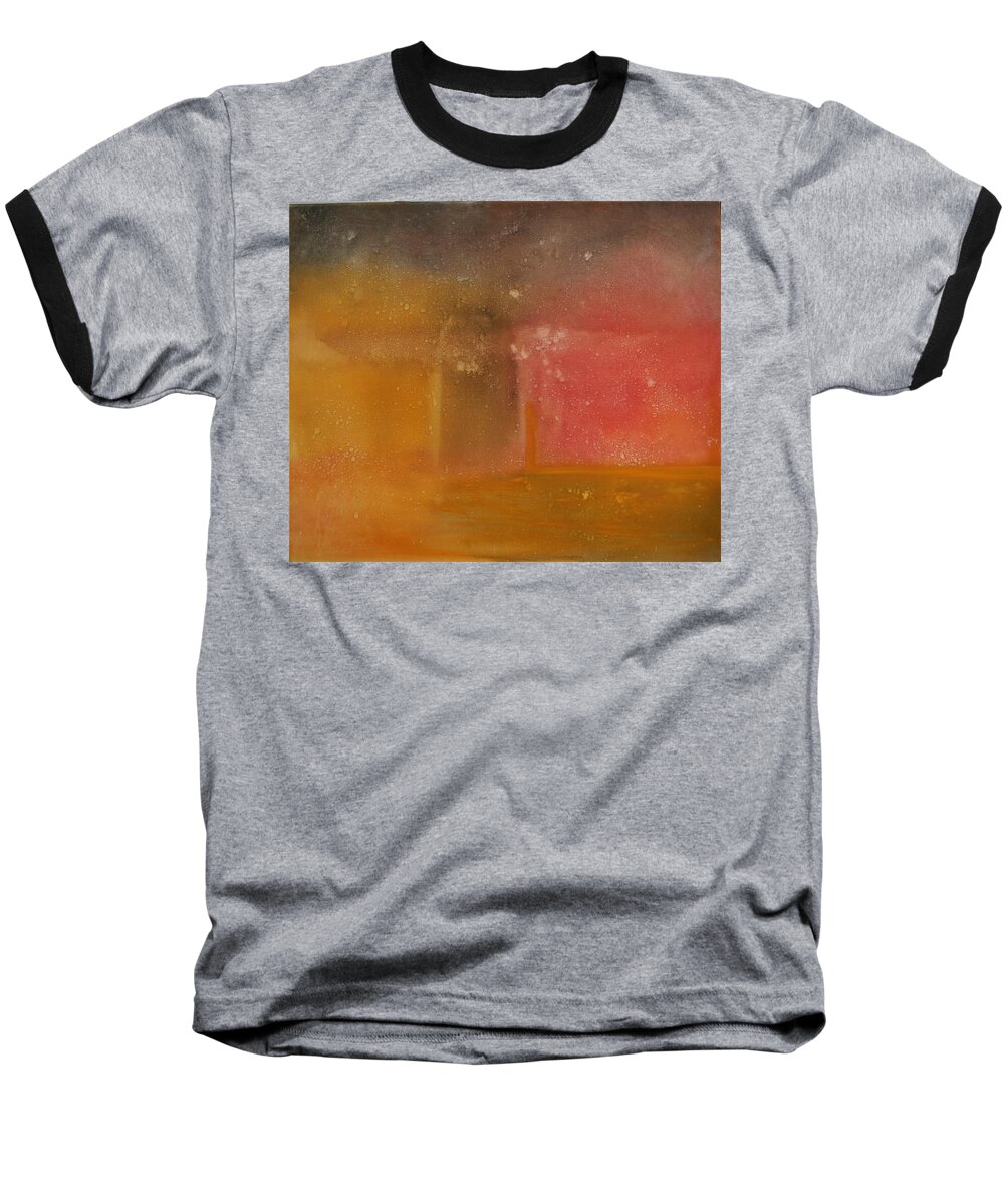 Storm Summer Red Yellow Gold Baseball T-Shirt featuring the painting Reflection Summer Storm by Jack Diamond
