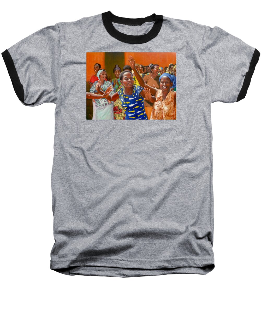 Realism Baseball T-Shirt featuring the painting Rejoice by Donelli DiMaria