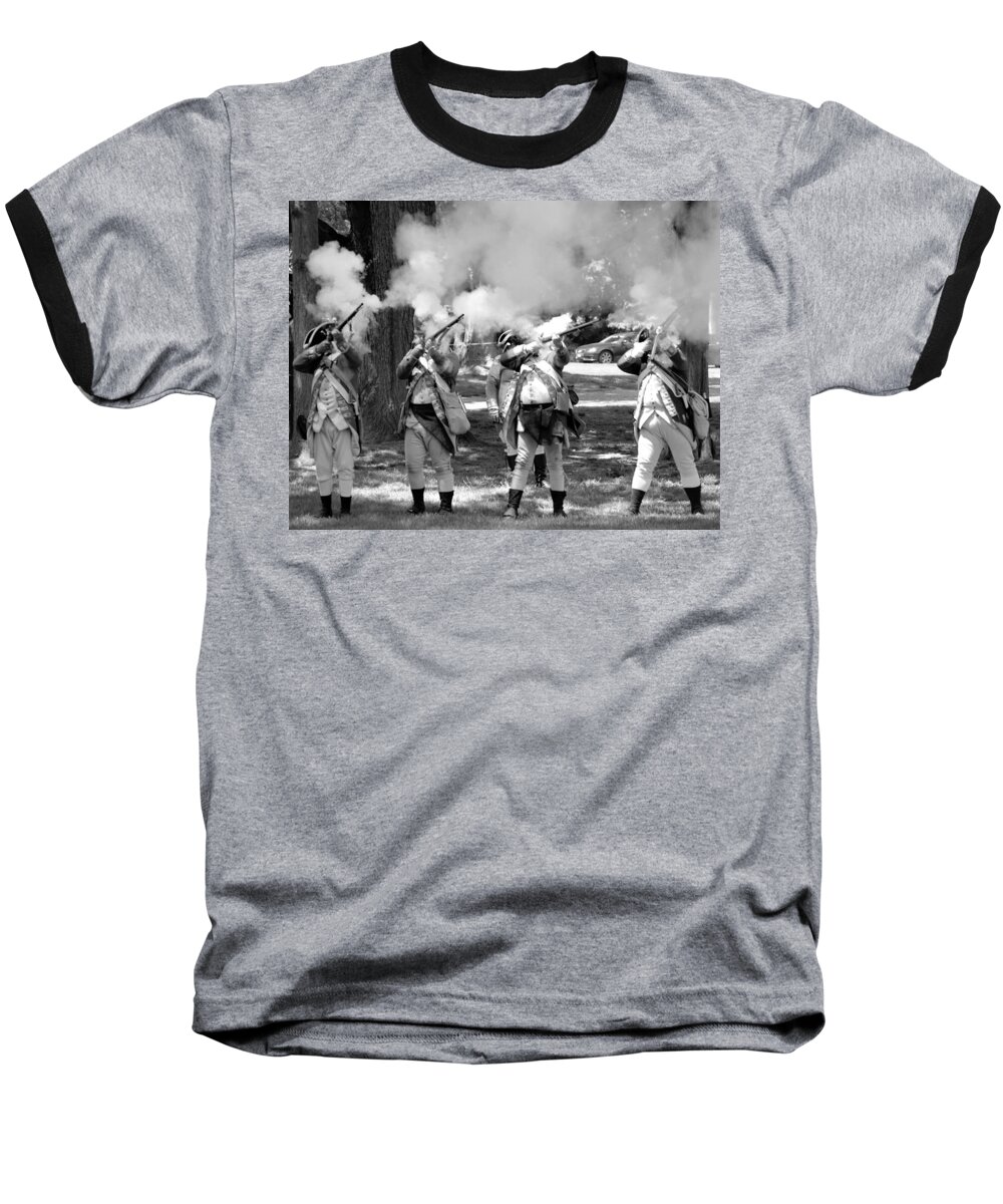 Colonial Baseball T-Shirt featuring the photograph Reliving History-BW by Charles HALL