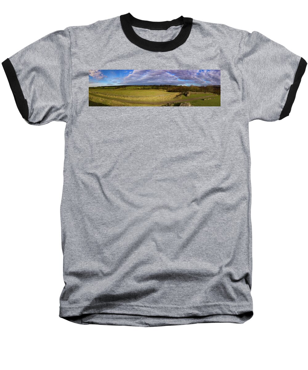 Panoramic Baseball T-Shirt featuring the photograph Remnants of Hadrians Wall England by Tim Dussault