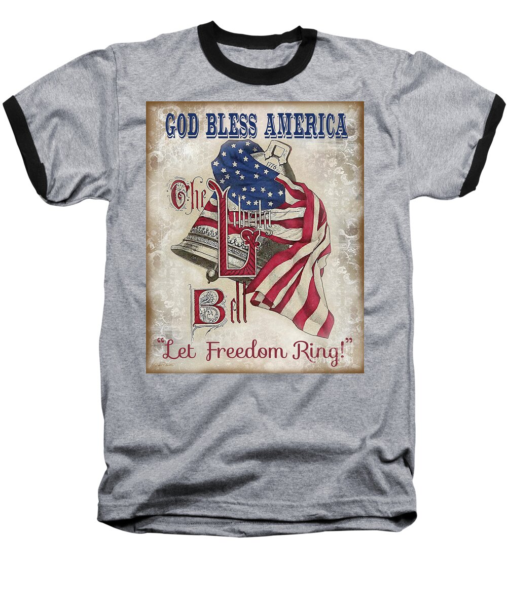 Patriotic Baseball T-Shirt featuring the digital art Retro Patriotic-A by Jean Plout