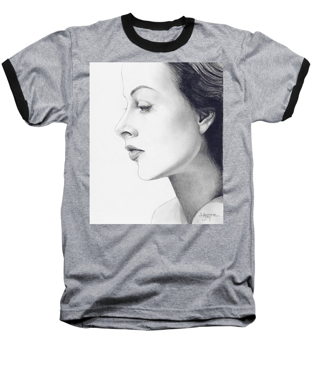 Hedy Lamarr Baseball T-Shirt featuring the drawing Reverie by Hunter Jay
