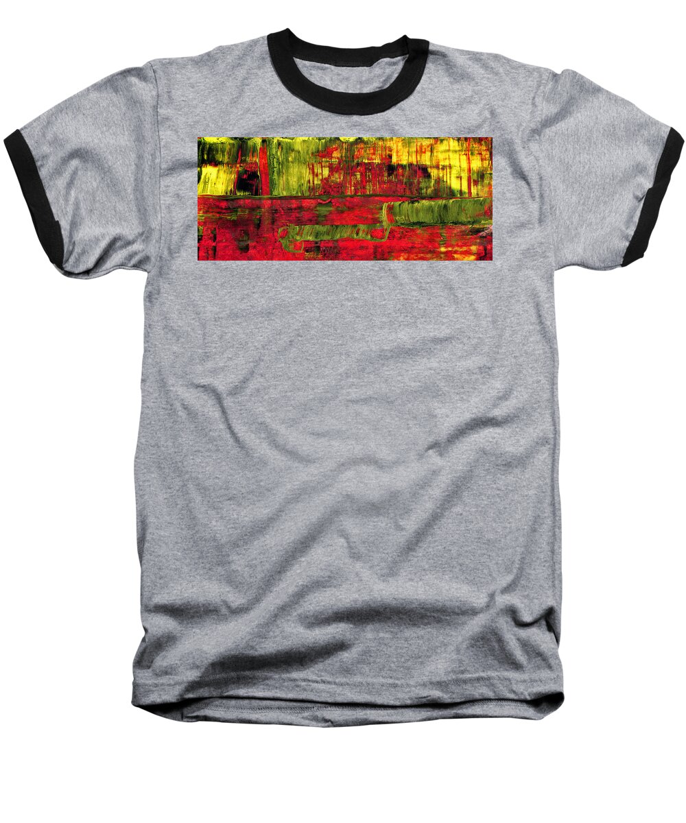 Abstract Baseball T-Shirt featuring the painting Summer Rain - Abstract Colorful Mixed Media Painting by Modern Abstract