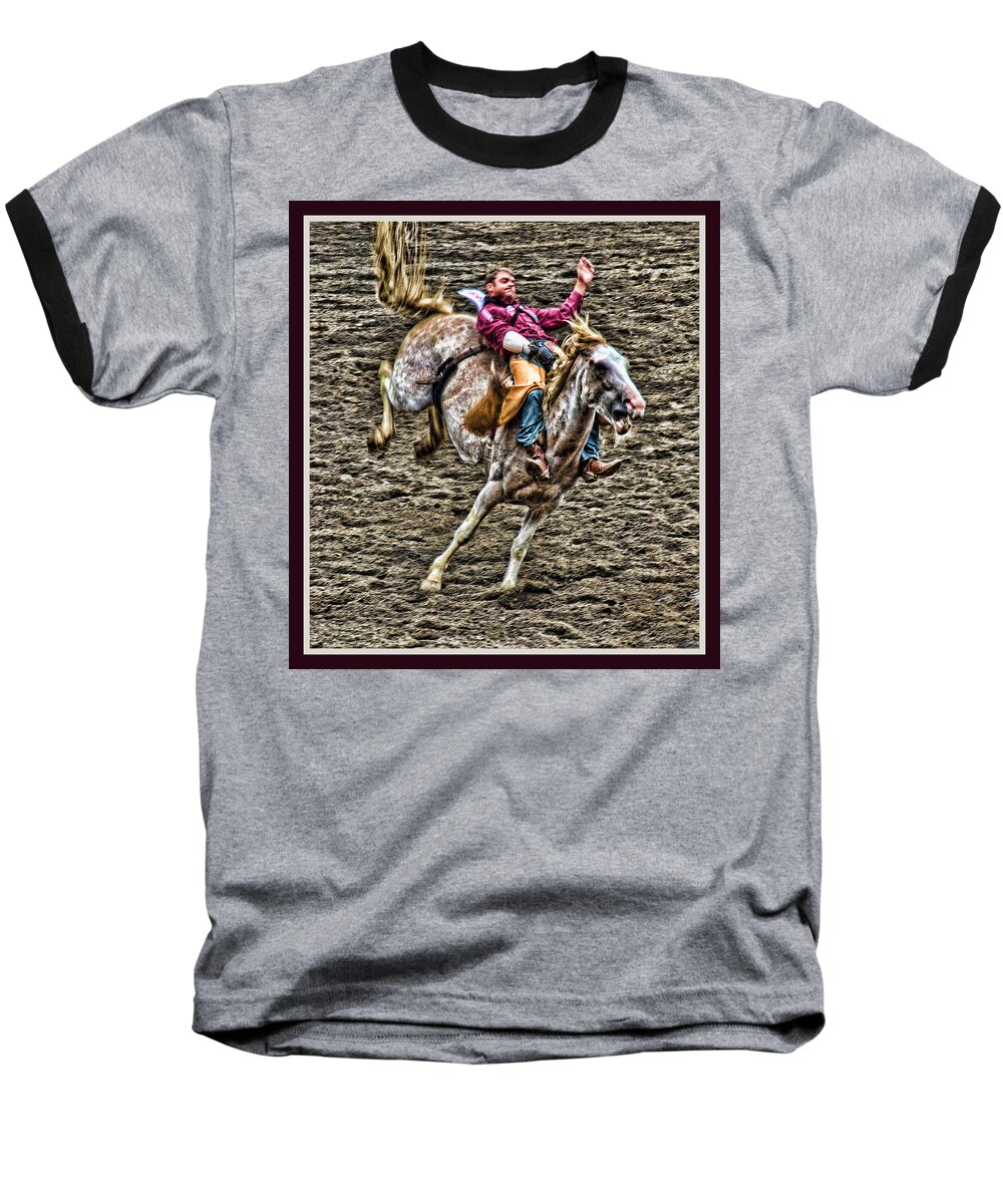 Rodeo Baseball T-Shirt featuring the photograph Ride em Cowboy by Ron Roberts