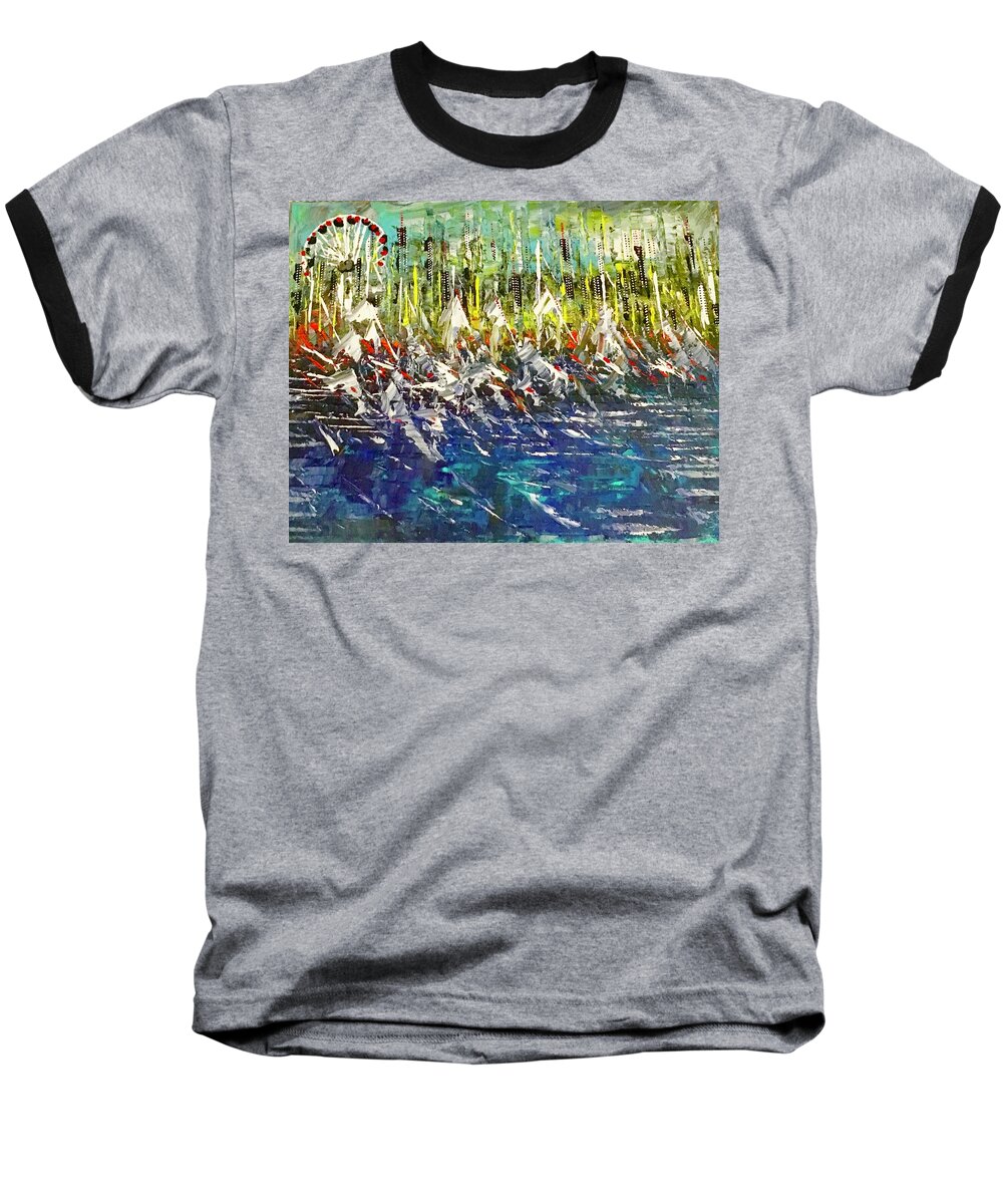Vibrant Baseball T-Shirt featuring the painting Ride High by George Riney