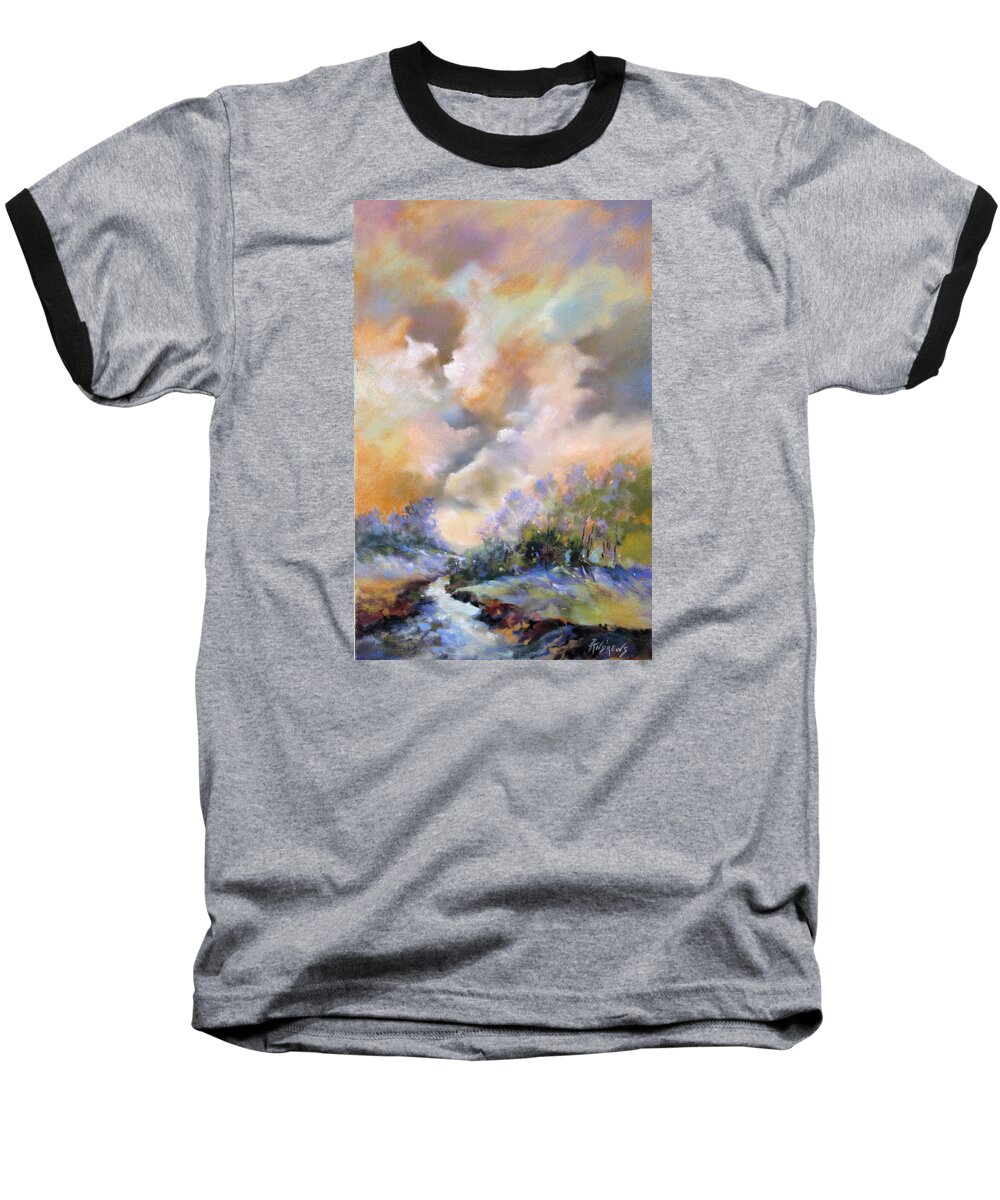 Landscape Baseball T-Shirt featuring the painting Rim Light by Rae Andrews