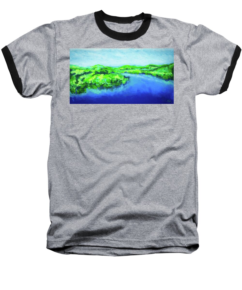 River Baseball T-Shirt featuring the painting River Bend by Stephen Anderson