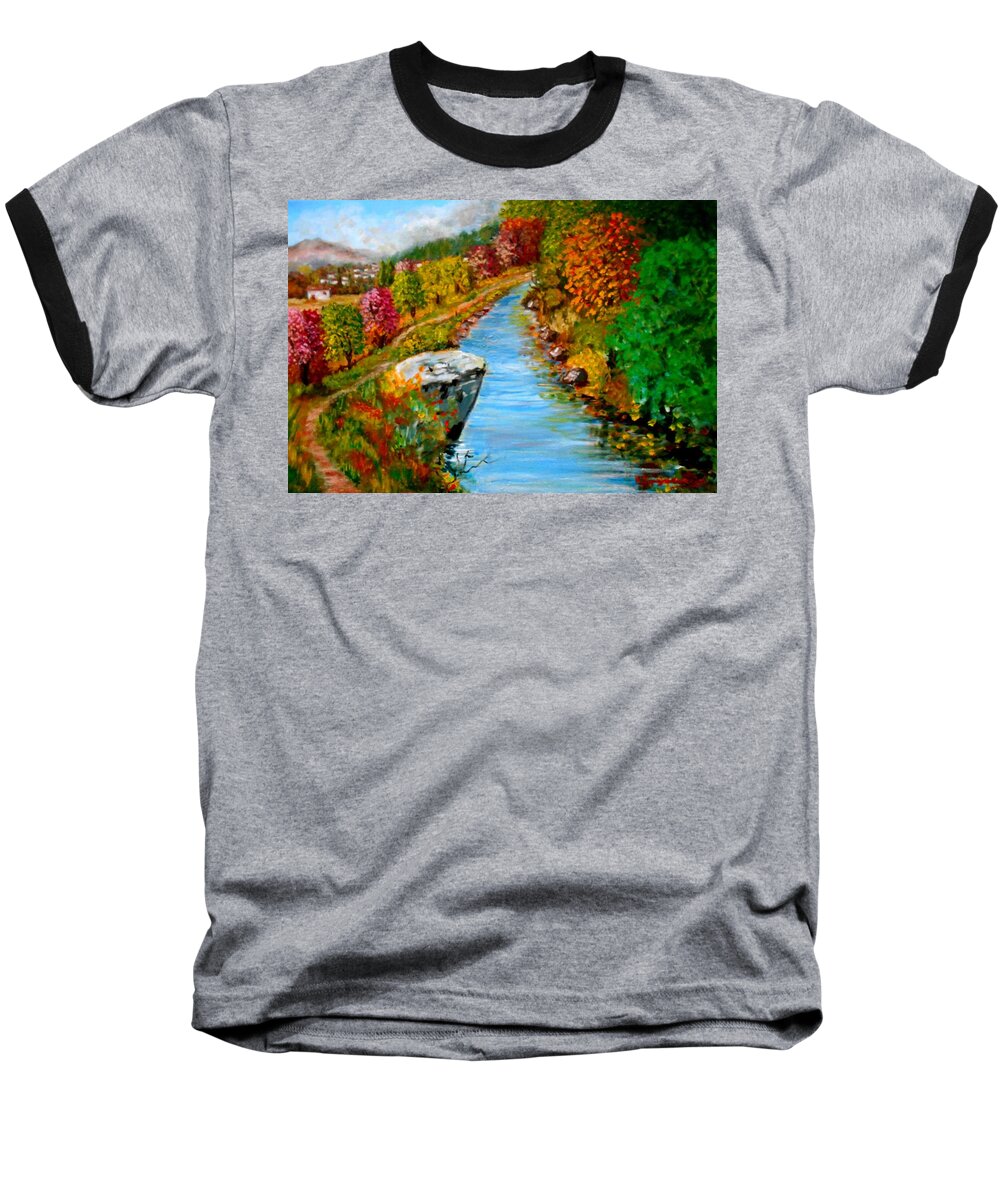 Original Baseball T-Shirt featuring the painting River Lousios by Konstantinos Charalampopoulos